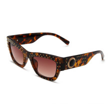 Classic Vintage Square Sunglasses Men Retro Rivet Leopard Frame sun glasses